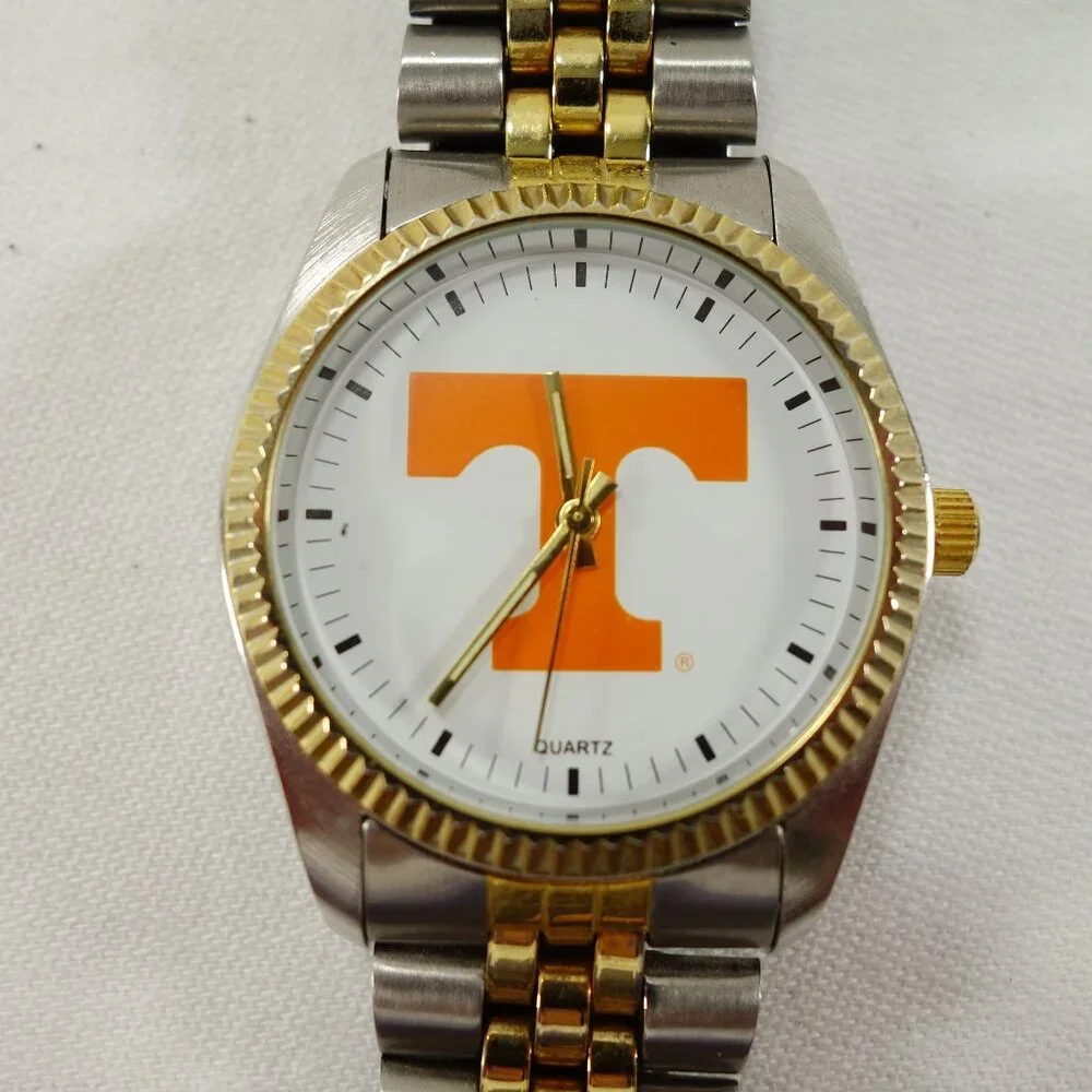 University Of Tennessee UT Vols Men's Quartz Watch Orange Leather‎ Snap Bracelet